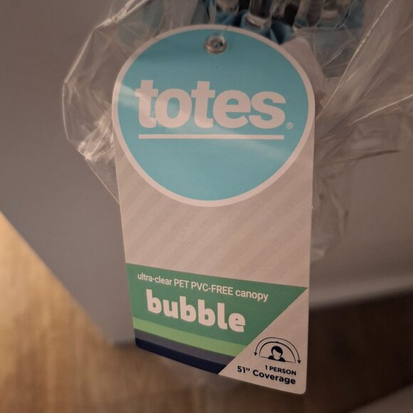 NWT Totes Clear Bubble Umbrella With Bird Print & Acrylic Hook Handle - Picture 6 of 7